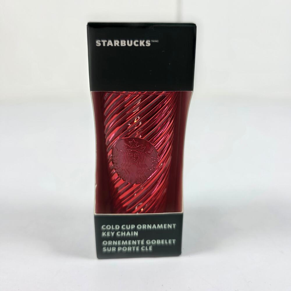Starbucks Ornament Ornament Keychain Christmas 2024 Cold Cup Red Swirl